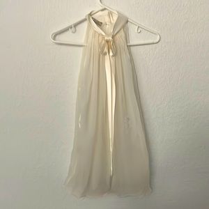 Nina Ricci Gauze Silk Tie Sleeveless Blouse